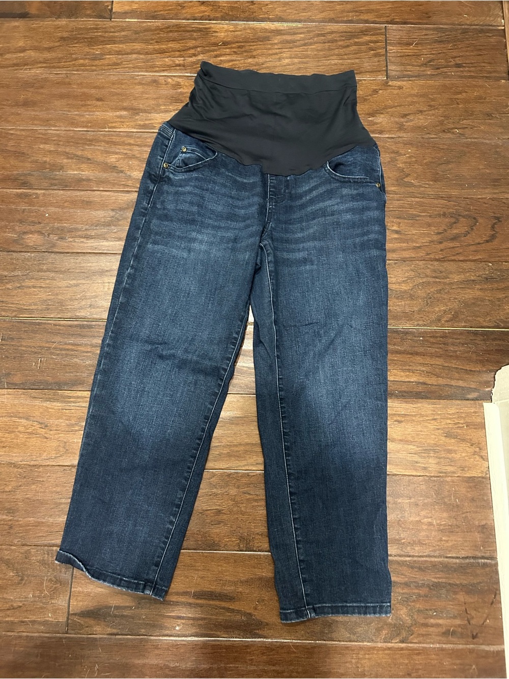 Sonoma Dark Blue Denim Maternity Jeans with Black Waist Panel